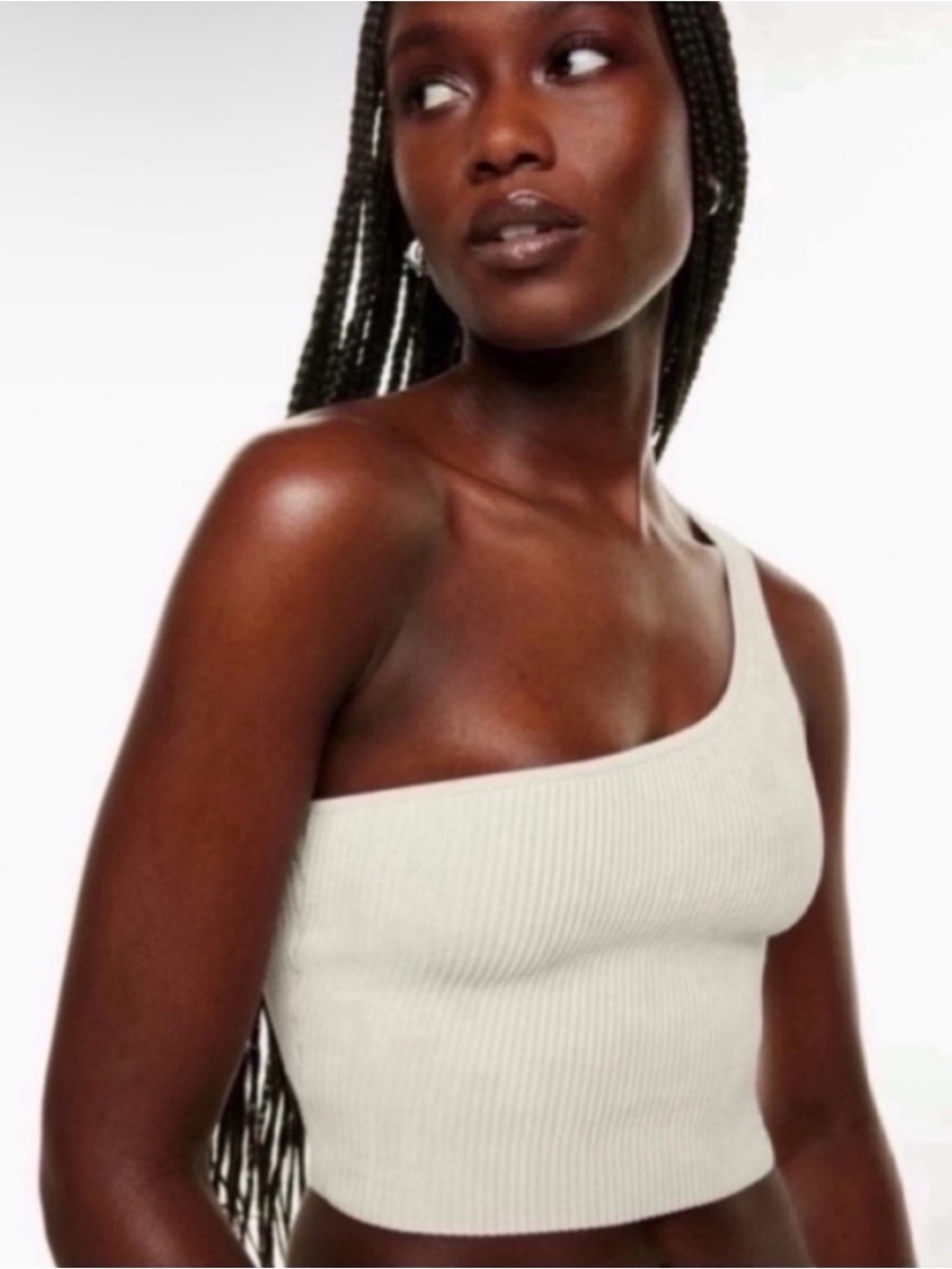 Aritzia Babaton Sculpt Knit One-Shoulder Cropped Top